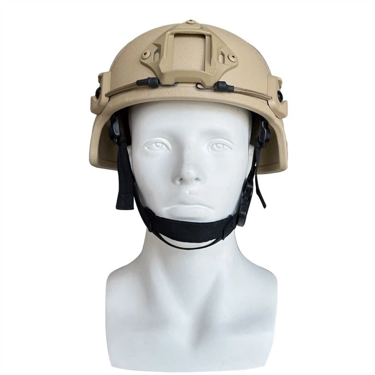 Khaki Aramid Military Mich Tactical Bullet Proof Helmet With Accessory Rail Connectors